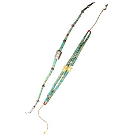 Set of two antique Native American turquoise beaded necklaces