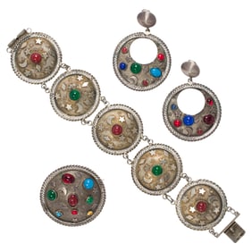 A group of Synthetic gemstone and silver jewelry
