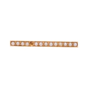 Seed pearl and 14k gold bar pin