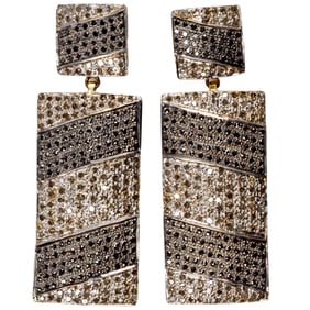 A pair of diamond, silver, and 14k gold Mughal earrings