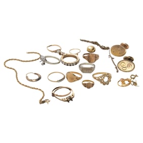 A Group of gold jewelry