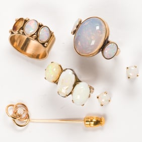 Group of opal and 14k gold jewelry
