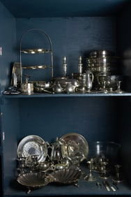 A group of thirty silverplate table articles, Senator Feinstein Estate