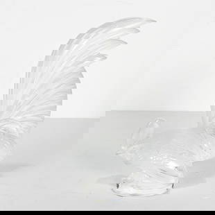 A Lalique glass rooster: Coq Nain: A Lalique glass rooster: Coq Nain, signed 'Lalique France' in script, 8.25"h