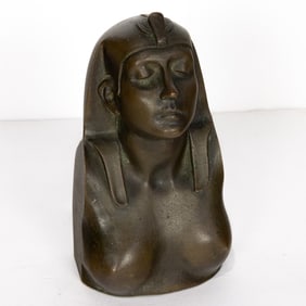 A French Egyptian Revival patinated bronze of female bust