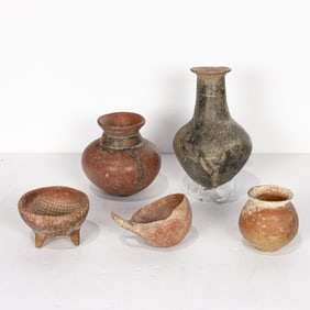 A group of early pottery, including Greek Cypriot and Pre-Columbian