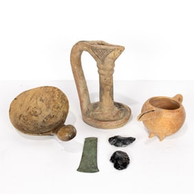 A group of mainly early pottery, implements and tools