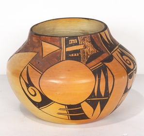 An Acoma Pueblo pot, unsigned, 6"h x 8"dia