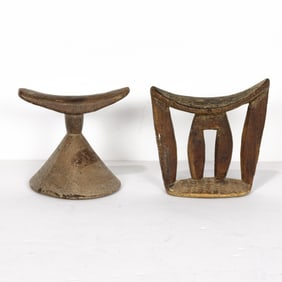 Two Ethiopian tribal headrests