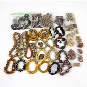 A group of mainly African beads