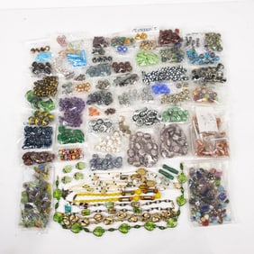 A group of mainly art glass beads