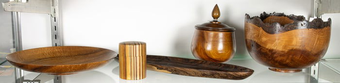 A group of Studio turned wood vessels