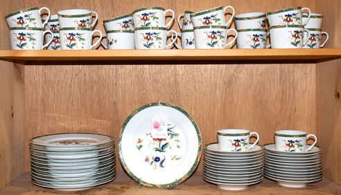 A French A. Raynaud porcelain partial dinner service in the 'Louviers' pattern