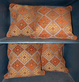 A set of four Pierre Frey throw pillows in the Anatolie pattern, Senator Feinstein Estate