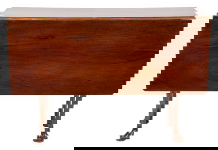 A Chippendale style drop leaf table 19th/early 20th century: A Chippendale style drop leaf table 19th/early 20th century, with two 16" drops, and rising on turned legs terminating on pad feet, 28"h x 41"w x 18"d (closed)