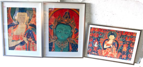Three framed prints of Tibetan thangka, Senator Feinstein Estate