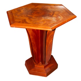 An Art Deco style hexagonal pedestal table