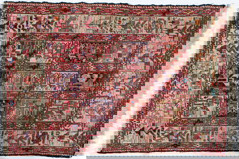 A flatweave carpet: A flatweave carpet, 3'4" x 4'8"