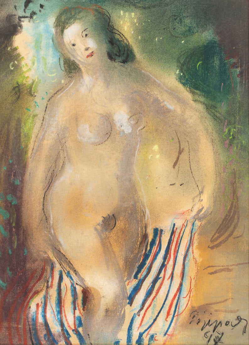 Work on paper, Hans Robert Pippal: Hans Robert Pippal (Austrian, 1915-1998), Untitled (Nude), 1947, pastel on paper, signed and dated lower right, sight: 20"h x 14.5"w, overall (with frame): 29"h x 23.5"w