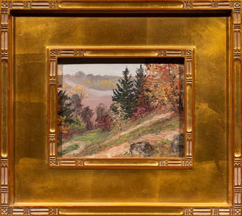 Painting, Ben Carre: Ben (Benjamin) Carre (American, 1883-1978), "Chalifert, Vallee de Marne," 1909, oil on panel, signed lower right, dated and titled verso, overall (with frame): 16"h x 18"w