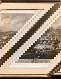 Print, Giuseppe Vasi: Giuseppe Vasi (Italian, 1710-1782), "Grand View of Vatican City," engraving, overall (with frame): 54.5"h x 42"w