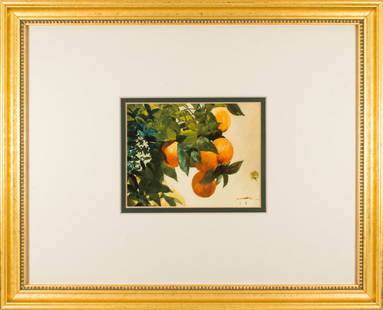 Print, American School (20th century): American School (20th century), Orange Tree, offset print, overall (with frame): 12.25"h x 15.25"w