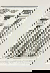 Print, Giovanni Battista Piranesi: Giovanni Battista Piranesi (Italian, 1758-1810), Classic Columns, engraving, overall (with mat): 33"h x 22.5"w