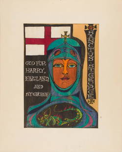 Watercolor, Marcia Gaiter: Marcia Gaiter (American, b. 1926), "St. George," watercolor, signed lower left, overall (with mat): 13.75"h x 11"w
