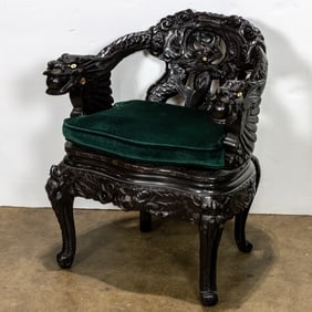 A Japanese export 'dragon' armchair