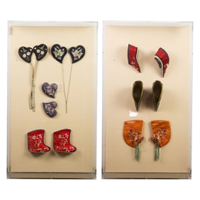 A group of Chinese embroidered accessories