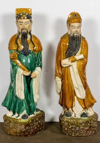 (lot of 2) Chinese sancai glazed Star God figures