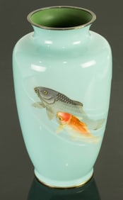 A Japanese moriage cloisonne enamel vase