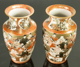 A pair of Japanese Satsuma vases