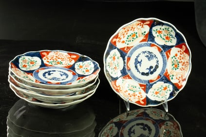 (lot of 5) Japanese Imari floral dishes