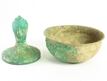 (lot of 2) Ancient Southeast Asian bronze objects