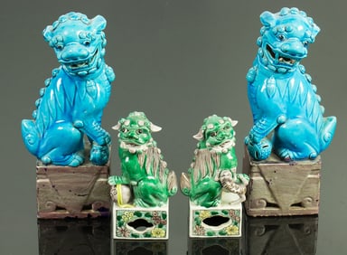 (lot of 4) Chinese glazed lions