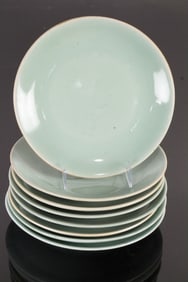 (lot of 8) Chinese celadon glazed dishes