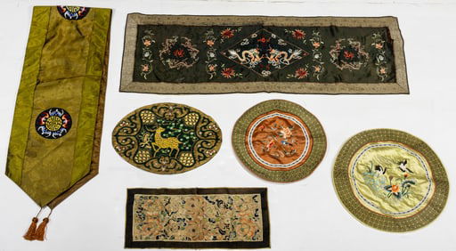 (lot of 7) Chinese embroidered panels