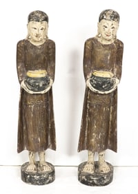 (lot of 2) Burmese painted wood figures