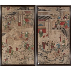 (lot of 2) Chinese temple paintings