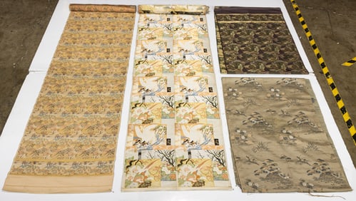(lot of 4) Japanese obi textiles