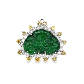 Jadeite, Diamond and 18k White Gold Pendant