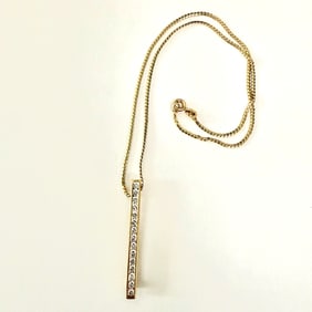 Tiffany & Co., Diamond And 18K Yellow Gold Pendant With Chain