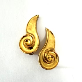 Lalaounis 22K Yellow Swirl Gold Earrings