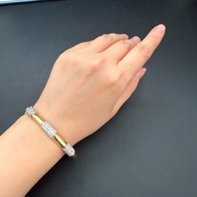 Diamond And 14K Yellow Gold Bangle