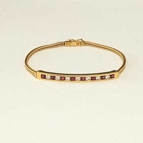 1970's Tiffany & Co., Ruby, Diamond And 18K Yellow Gold Bracelet