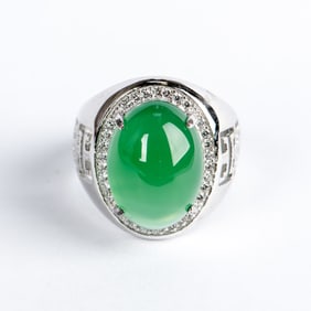 Jadeite and Sterling Siver Ring