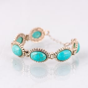 Kallaite and Sterling Silver Bracelet