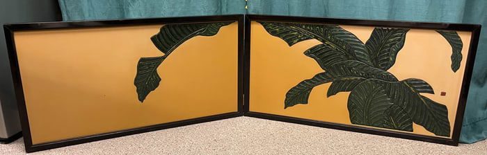 Japanese Lacquer Screen with Leaf, 20th Century