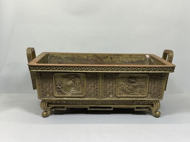 Large Japanese Bronzer Bonsai Planter - Kirin, Meiji Period